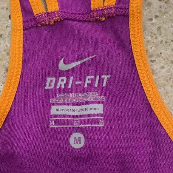 Nike Dri-Fit Pink with Orange Running Racer Back Tank Top Size Medium - Picture 6 of 8